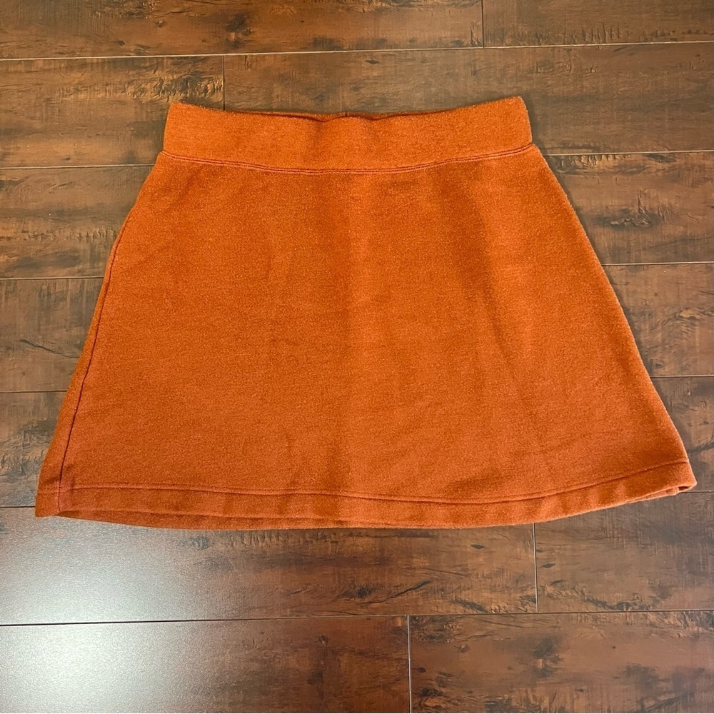 FREE PEOPLE FP Beach Mini A-Line Skirt Rust Brown Wool Blend Size Large